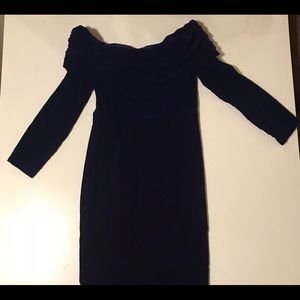 VINTAGE Velvet Purple Off-Shoulder Party Dress